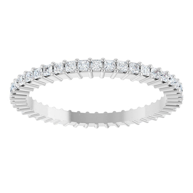 10K Gold Square Lab-Grown Diamond Shared-Prong Eternity Band – 1.25x1.25 mm Stones - White Gold - view 3