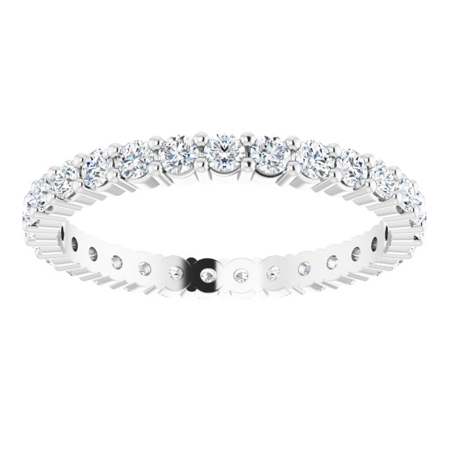 10K Gold Round Natural Diamond Shared-Prong Eternity Band – 2 mm Stones - White Gold - view 3