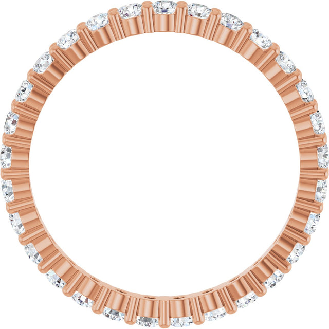 10K Gold Round Lab-Grown Diamond Shared-Prong Eternity Band – 2 mm Stones - Rose Gold - view 2