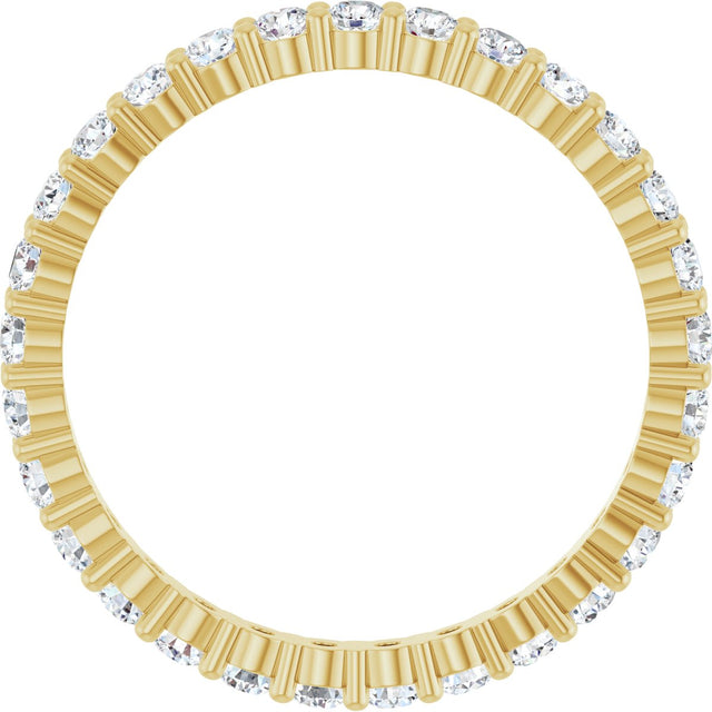 14K Gold Round Lab-Grown Diamond Shared-Prong Eternity Band – 2 mm Stones - Yellow Gold - view 2