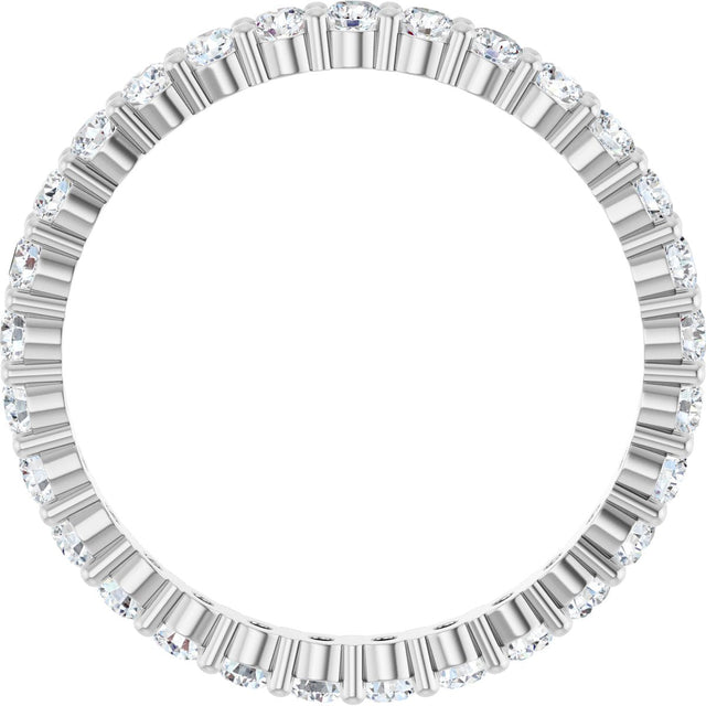 10K Gold Round Natural Diamond Shared-Prong Eternity Band – 2 mm Stones - White Gold - view 2