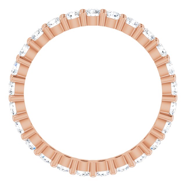 10K Gold Round Lab-Grown Diamond Shared-Prong Eternity Band – 2.25 mm Stones - Rose Gold - view 2