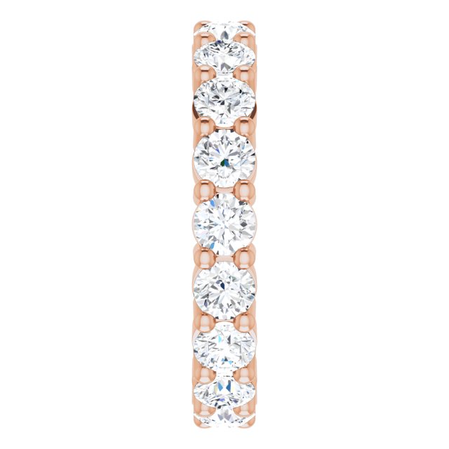 10K Gold Round Natural Diamond Shared-Prong Eternity Band – 3.4 mm Stones - Rose Gold - view 4