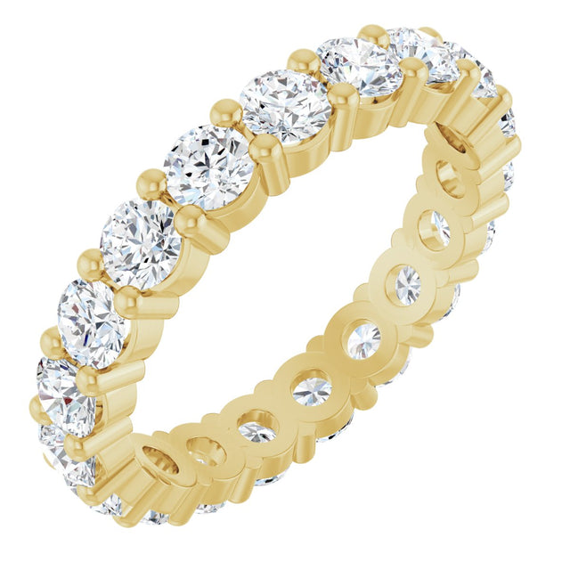 10K Gold Round Lab-Grown Diamond Shared-Prong Eternity Band – 3.2 mm Stones - Yellow Gold