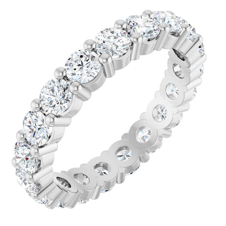 10K Gold Round Natural Diamond Shared-Prong Eternity Band – 3.2 mm Stones - White Gold
