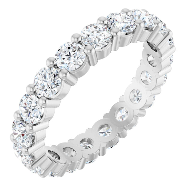 Platinum Round Lab-Grown Diamond Shared-Prong Eternity Band – 3.2 mm Stones