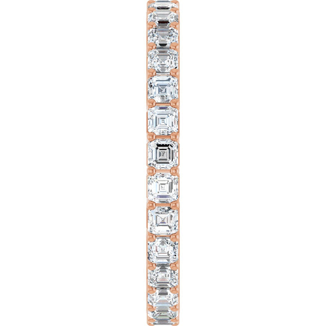 14K Gold Asscher Lab-Grown Diamond Shared-Prong Eternity Band – 2x2 mm Stones - Rose Gold - view 4