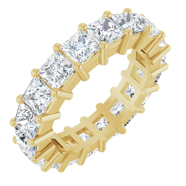 10K Gold Square Natural Diamond Shared-Prong Eternity Band – 3.75x3.75 mm Stones - Yellow Gold