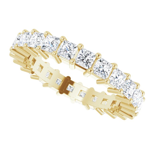 14K Gold Square Lab-Grown Diamond Shared-Prong Eternity Band – 2.5x2.5 mm Stones - Yellow Gold - view 5