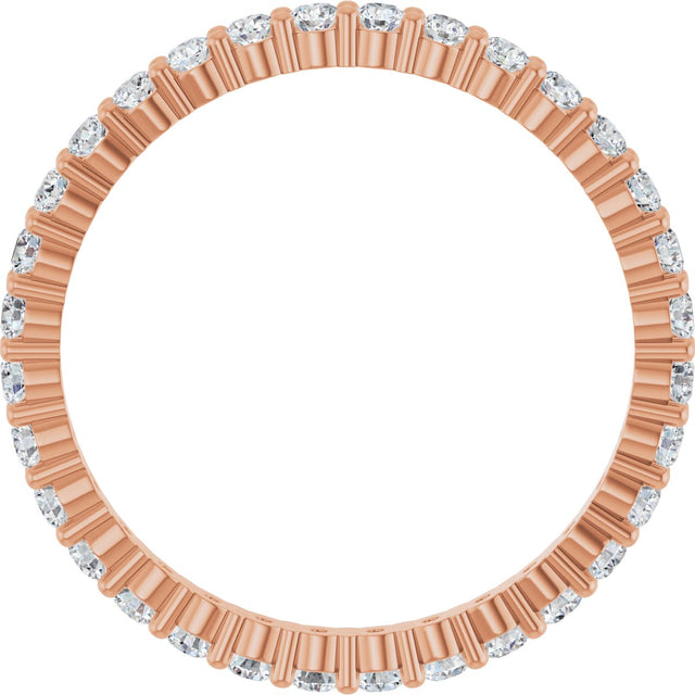 10K Gold Round Natural Diamond Shared-Prong Eternity Band – 1.75 mm Stones - Rose Gold - view 2