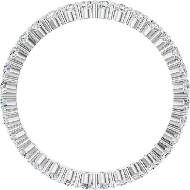 10K Gold Round Natural Diamond Shared-Prong Eternity Band – 1.75 mm Stones - White Gold - view 2