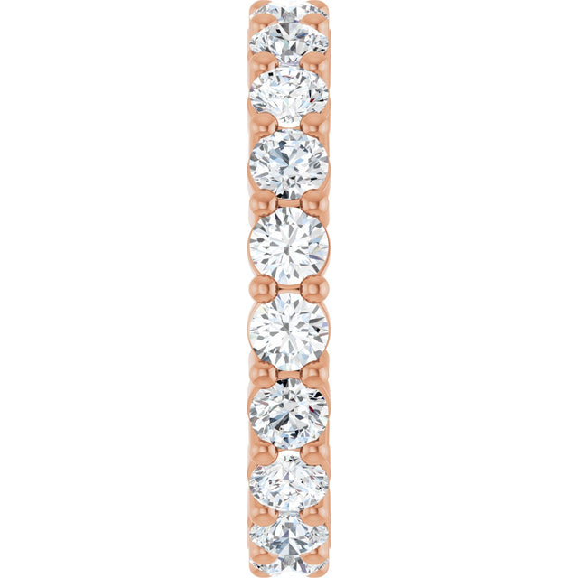 10K Gold Round Lab-Grown Diamond Shared-Prong Eternity Band – 3 mm Stones - Rose Gold - view 4