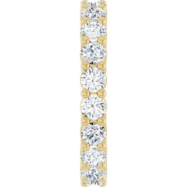 14K Gold Round Lab-Grown Diamond Shared-Prong Eternity Band – 3 mm Stones (1 3/4–2 1/3 CTW) - Yellow Gold - view 4