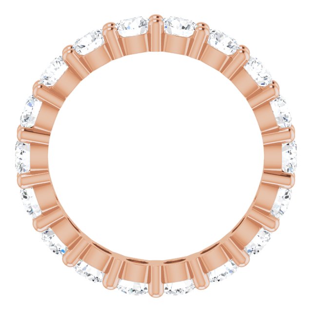10K Gold Round Natural Diamond Shared-Prong Eternity Band – 3.4 mm Stones - Rose Gold - view 2