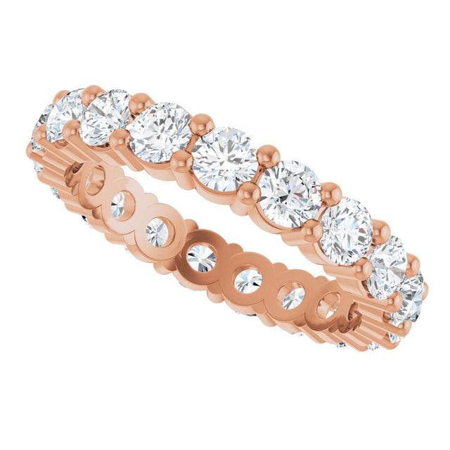10K Gold Round Natural Diamond Shared-Prong Eternity Band – 3.2 mm Stones - Rose Gold - view 5