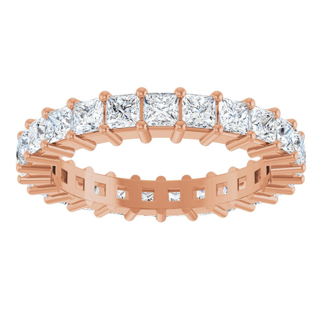 10K Gold Square Natural Diamond Shared-Prong Eternity Band – 2.5x2.5 mm Stones - Rose Gold - view 3