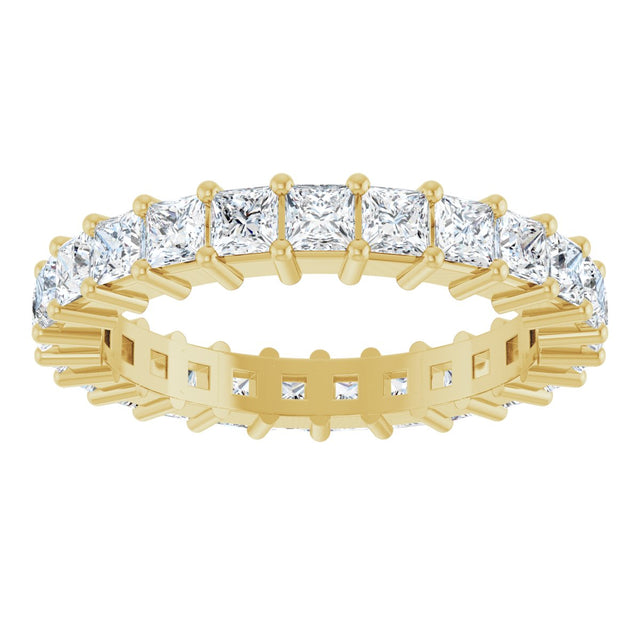 14K Gold Square Lab-Grown Diamond Shared-Prong Eternity Band – 2.5x2.5 mm Stones - Yellow Gold - view 3