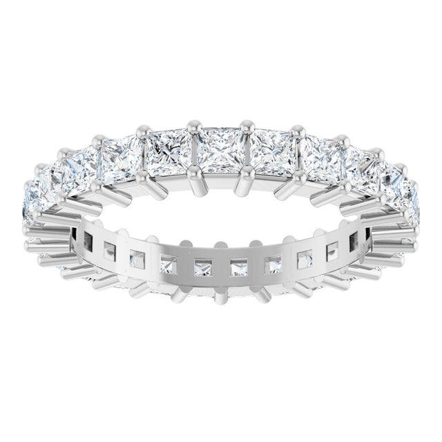 10K Gold Square Lab-Grown Diamond Shared-Prong Eternity Band – 2.5x2.5 mm Stones - White Gold - view 3