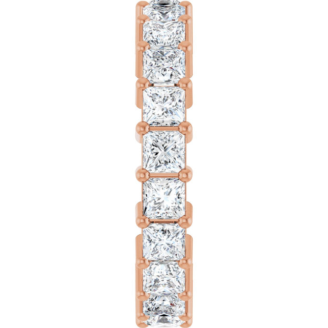10K Gold Square Lab-Grown Diamond Shared-Prong Eternity Band – 3x3 mm Stones - Rose Gold - view 4