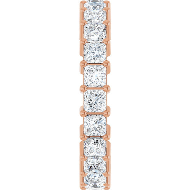 10K Gold Square Natural Diamond Shared-Prong Eternity Band – 2.75x2.75 mm Stones - Rose Gold - view 4