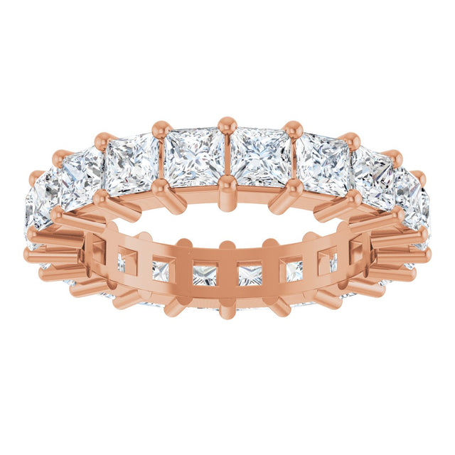 10K Gold Square Natural Diamond Shared-Prong Eternity Band – 3.25x3.25 mm Stones - Rose Gold - view 3