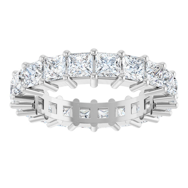 10K Gold Square Natural Diamond Shared-Prong Eternity Band – 3.25x3.25 mm Stones - White Gold - view 3