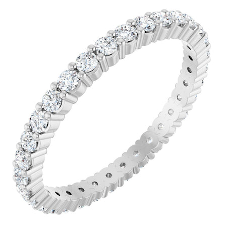 10K Gold Round Lab-Grown Diamond Shared-Prong Eternity Band – 1.75 mm Stones - White Gold