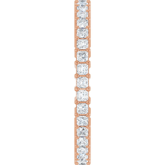 10K Gold Square Lab-Grown Diamond Shared-Prong Eternity Band – 1.5x1.5 mm Stones - Rose Gold - view 4