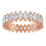 14K Gold Marquise Natural Diamond Shared-Prong Eternity Band – 4.25x2.25 mm Stones - Rose Gold - view 3