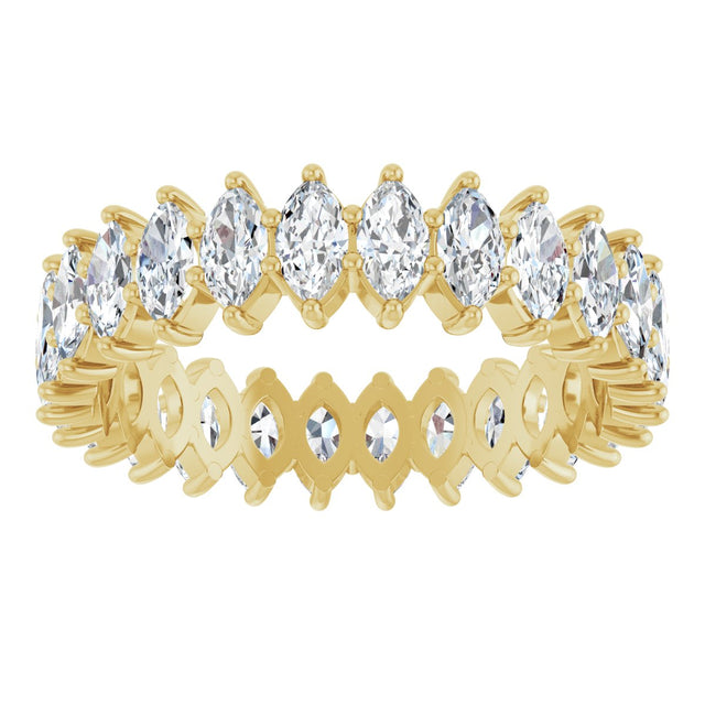 14K Gold Marquise Lab-Grown Diamond Shared-Prong Eternity Band – 4.25x2.25 mm Stones - Yellow Gold - view 3