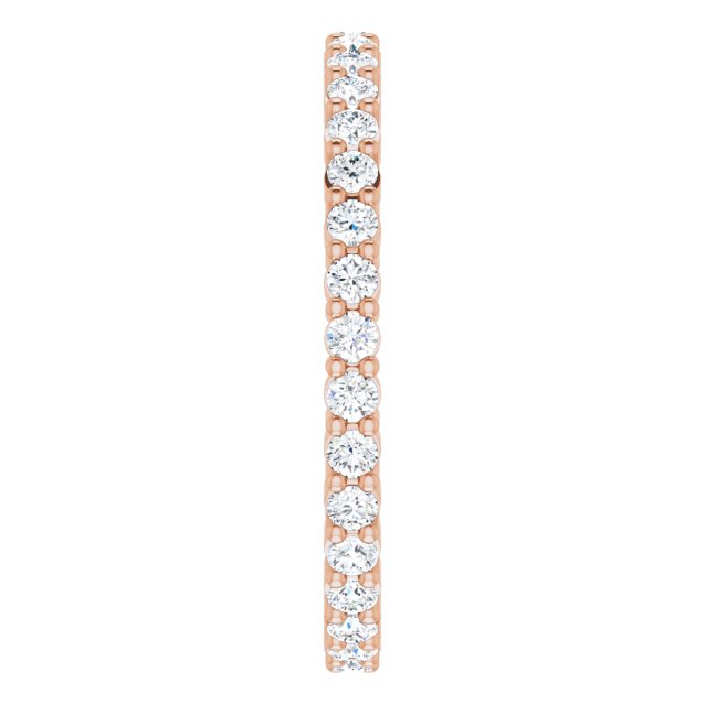 10K Gold Round Natural Diamond Shared-Prong Eternity Band – 1.7 mm Stones - Rose Gold - view 4