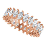 14K Gold Marquise Lab-Grown Diamond Shared-Prong Eternity Band – 4.5x2.5 mm Stones - Rose Gold - view 5