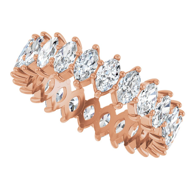 14K Gold Marquise Lab-Grown Diamond Shared-Prong Eternity Band – 4.5x2.5 mm Stones - Rose Gold - view 5