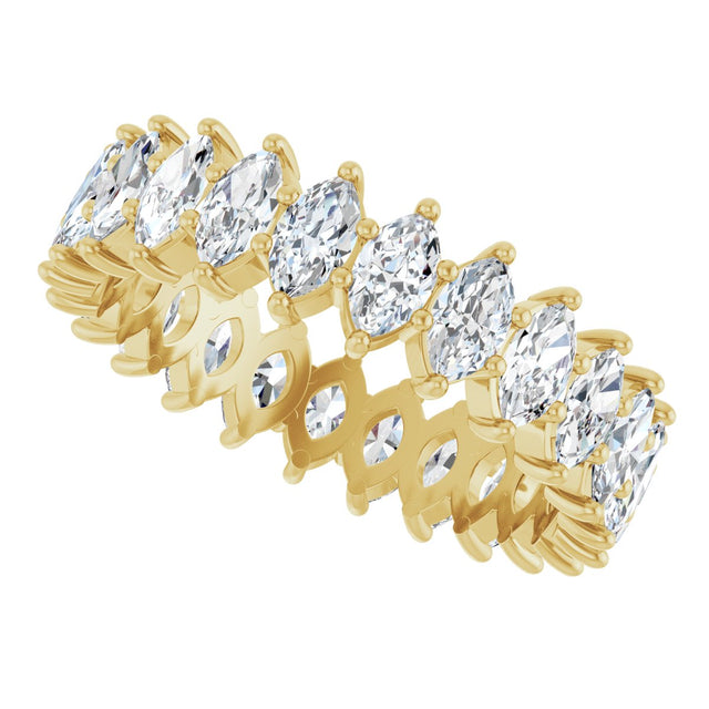 14K Gold Marquise Lab-Grown Diamond Shared-Prong Eternity Band – 4.5x2.5 mm Stones - Yellow Gold - view 5