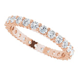 10K Gold Round Natural Diamond Shared-Prong Eternity Band – 2.25 mm Stones - Rose Gold - view 5
