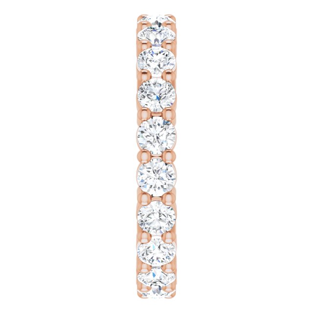 10K Gold Round Lab-Grown Diamond Shared-Prong Eternity Band – 3 mm Stones - Rose Gold - view 4