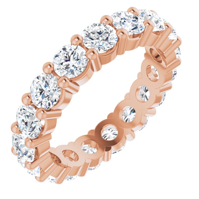 10K Gold Round Natural Diamond Shared-Prong Eternity Band – 3.8 mm Stones - Rose Gold