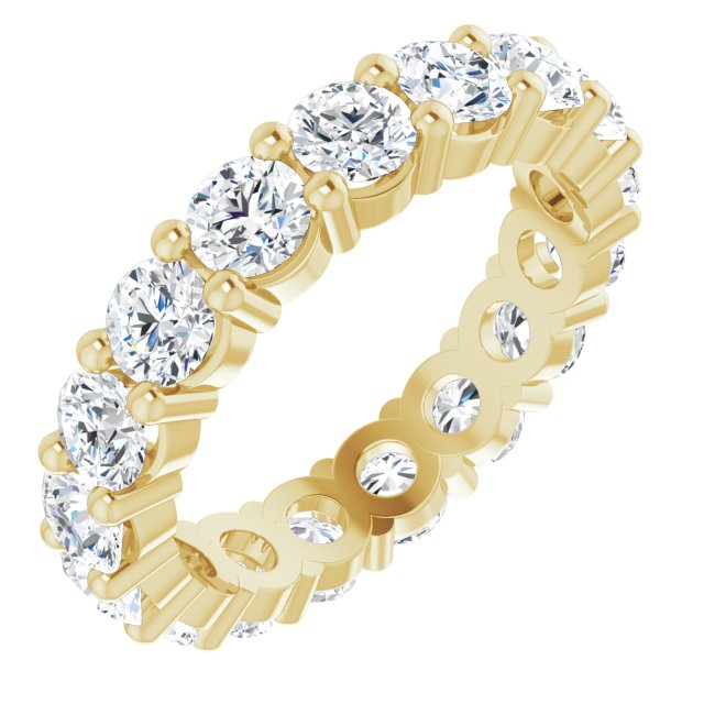 10K Gold Round Natural Diamond Shared-Prong Eternity Band – 3.8 mm Stones - Yellow Gold