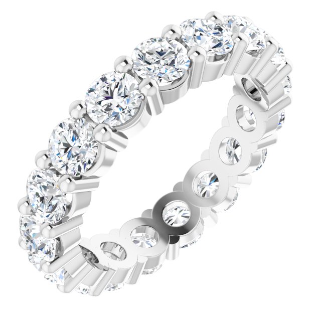 10K Gold Round Natural Diamond Shared-Prong Eternity Band – 3.8 mm Stones - White Gold