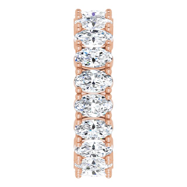 14K Gold Oval Lab-Grown Diamond Shared-Prong Eternity Band – 5x3 mm Stones - Rose Gold - view 4
