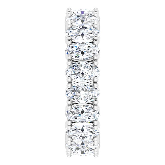 10K Gold Oval Lab-Grown Diamond Shared-Prong Eternity Band – 5x3 mm Stones - White Gold - view 4