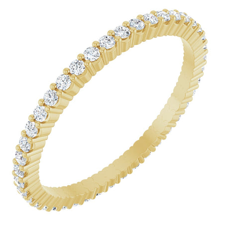 14K Gold Round Lab-Grown Diamond Shared-Prong Eternity Band – 1.3 mm Stones - Yellow Gold
