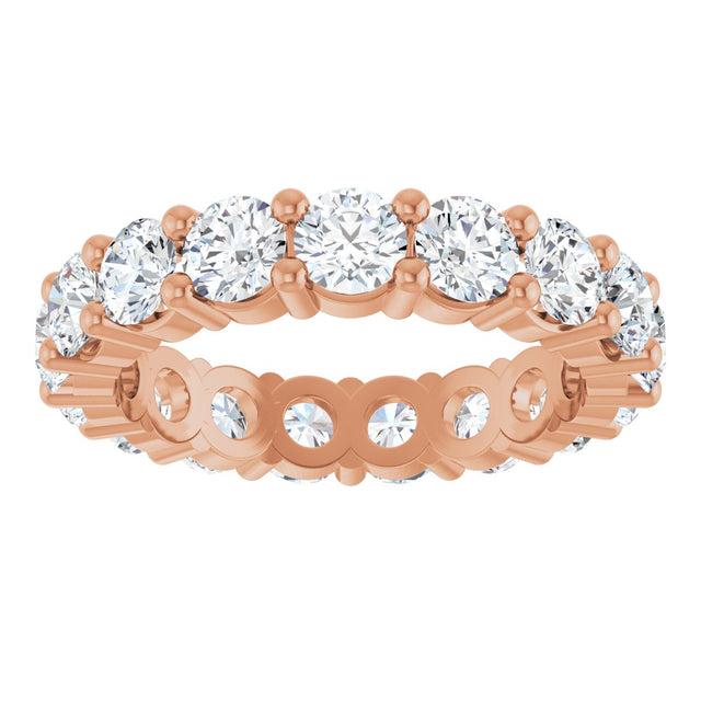 10K Gold Round Lab-Grown Diamond Shared-Prong Eternity Band – 3.8 mm Stones - Rose Gold - view 3
