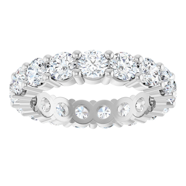 10K Gold Round Lab-Grown Diamond Shared-Prong Eternity Band – 3.8 mm Stones - White Gold - view 3