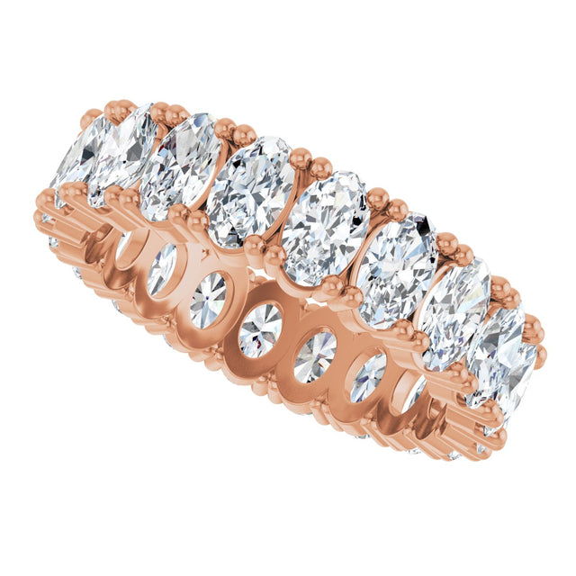 10K Gold Oval Lab-Grown Diamond Shared-Prong Eternity Band – 5x3 mm Stones - Rose Gold - view 5