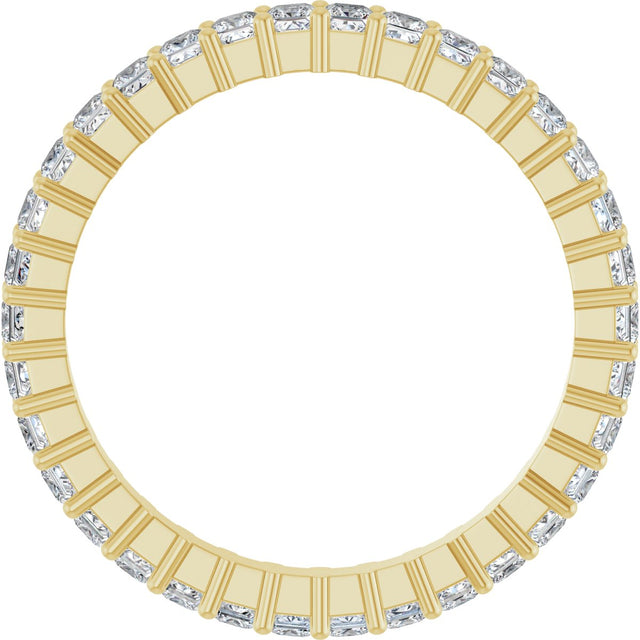 14K Gold Square Natural Diamond Shared-Prong Eternity Band – 1.75x1.75 mm Stones - Yellow Gold - view 2