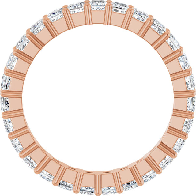 10K Gold Square Natural Diamond Shared-Prong Eternity Band – 2.25x2.25 mm Stones - Rose Gold - view 2