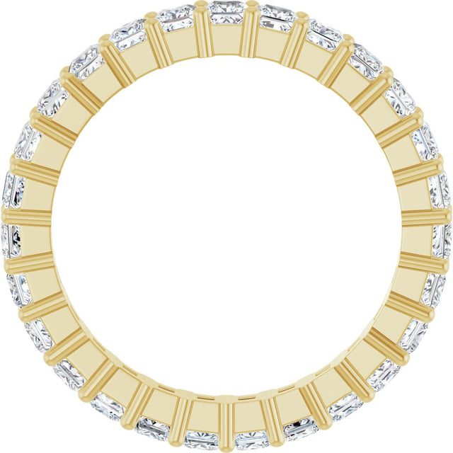 14K Gold Square Natural Diamond Shared-Prong Eternity Band – 2.25x2.25 mm Stones - Yellow Gold - view 2