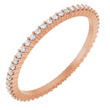 10K Gold Round Natural Diamond Shared-Prong Eternity Band – 1 mm Stones - Rose Gold