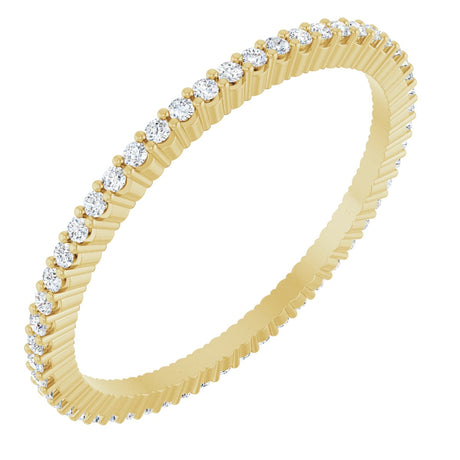 10K Gold Round Natural Diamond Shared-Prong Eternity Band – 1 mm Stones - Yellow Gold
